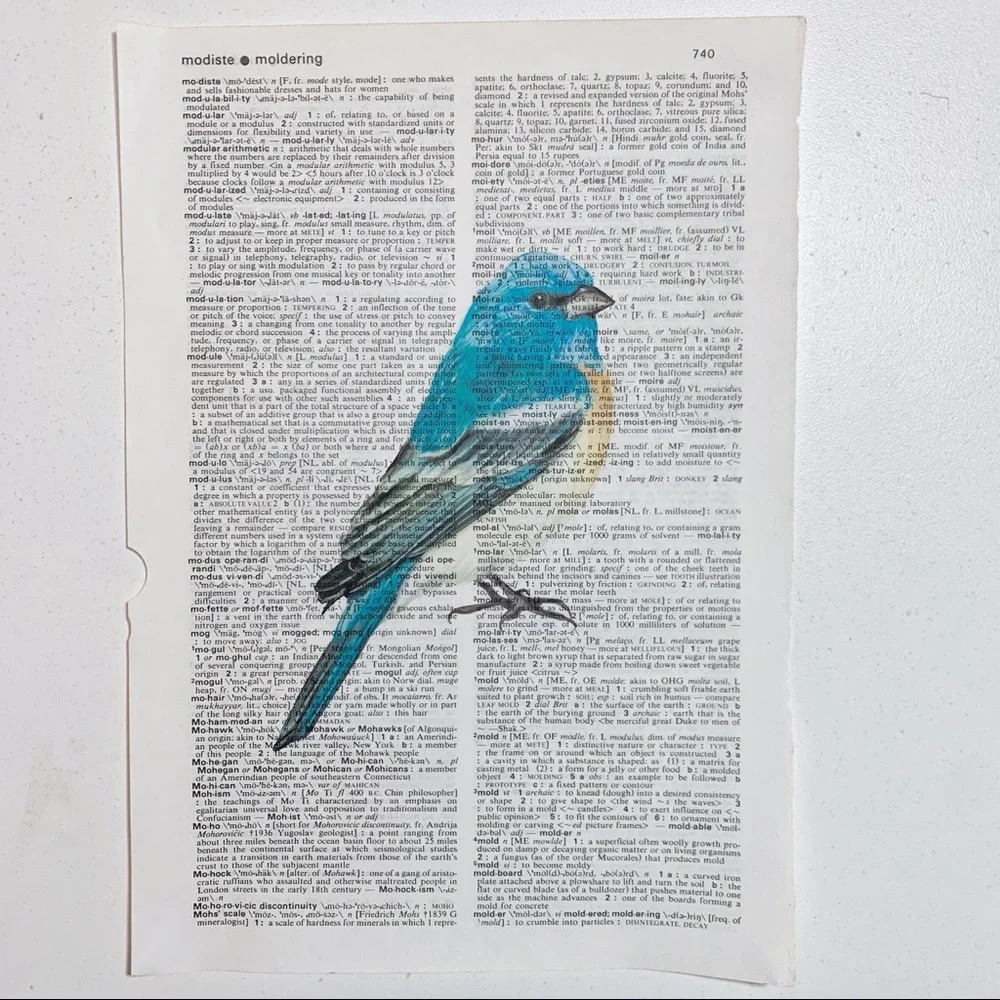 Dictionary Art Print, Blue Bird, Vintage Art Print, Dictionary Art Print